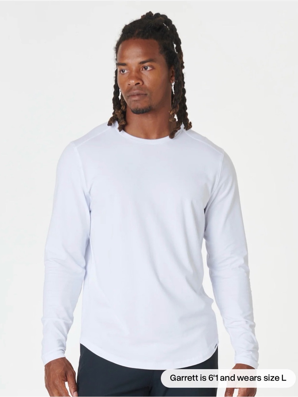 LEGENDS Men’s Aviation Tee Curved Hem LS - White